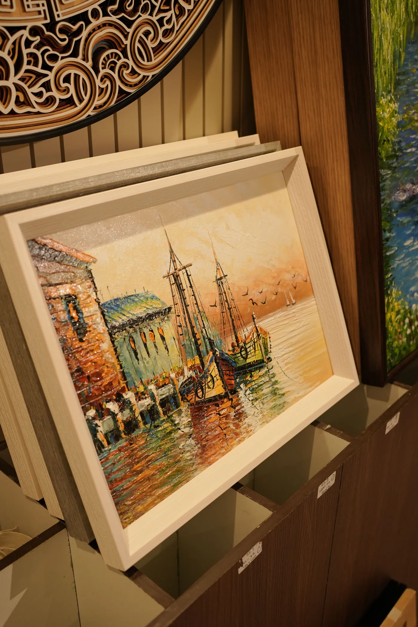 Venice canal painting corner in ornate gold frame